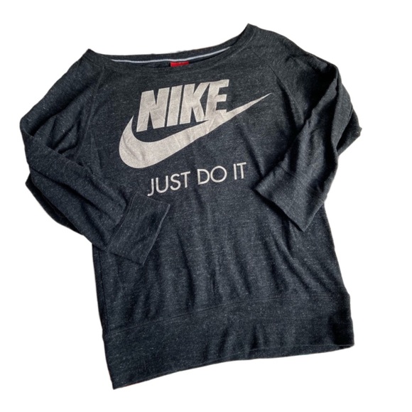 Nike Other - 🏟️NIKE JUST DO IT BOATNECK GRAY LOGO LOUNGE SWEATSHIRT🏟️